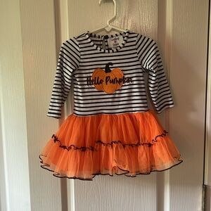 K23 Counting Daises Hello Pumpkin Striped Orange Tutu Dress